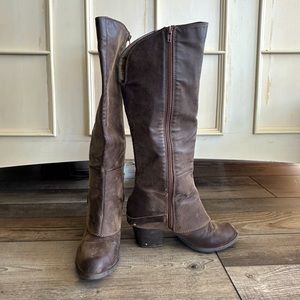 Knee high heeled boots